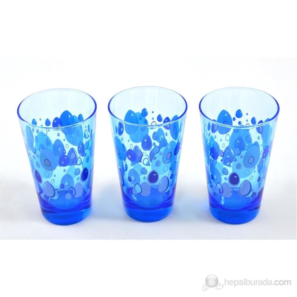 Paşabahçe Drops Mavi Meşrubat Bardağı 3.Lü