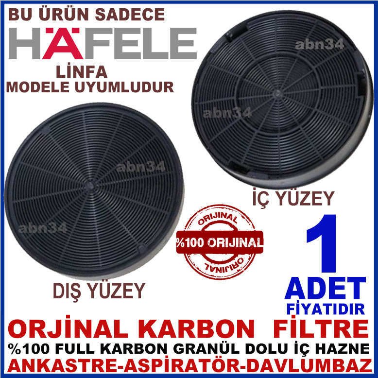 HAFELE ANKASTRE DAVLUMBAZ FİLTRESİ LİNFA MODEL DAVLUMBAZ İÇİN GRANÜL KARBONLU FİLTRE