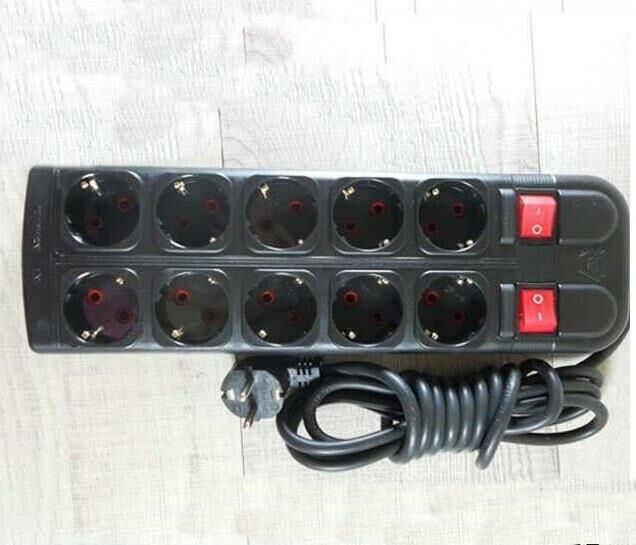 3 MT Uzatma kablolu anahtarlı 10'lu grup prizi