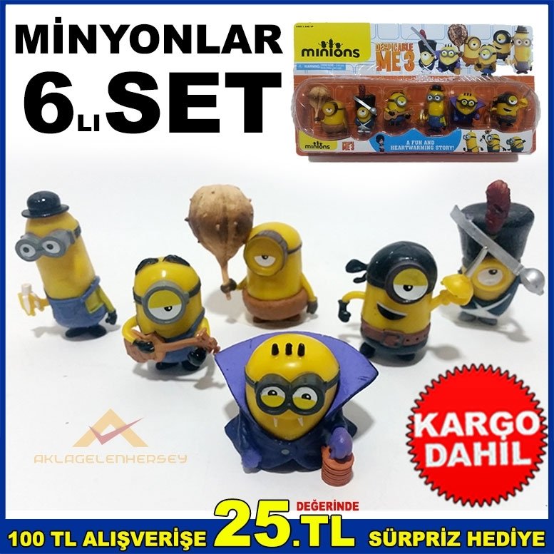 6lı SET ÇILGIN HIRSIZ MİNYONLAR MINIONS OYUNCAK KOLEKSİYON FİGÜR