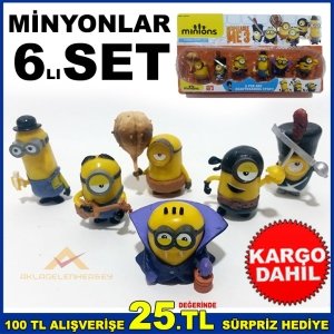 6lı SET ÇILGIN HIRSIZ MİNYONLAR MINIONS OYUNCAK KOLEKSİYON FİGÜR