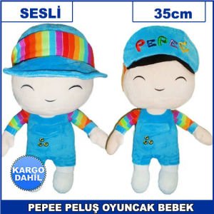 Pepee Oyuncak Sesli Peluş Bebek 35cm Kaliteli ve Dayanıklı