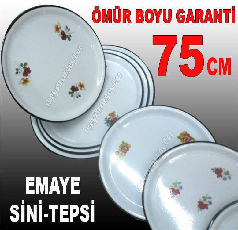 75cm SİNİ SAĞLIKLI ÇİNKO SOFRA SERVİS TEPSİSİ 75cm İÇİ ÇİÇEKLİ BEYAZ EMAYE TEPSİ HİJYENİKTİR
