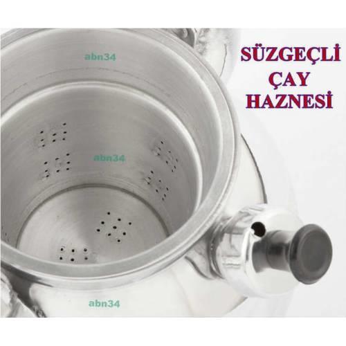 Çift Taraflı Alüminyum Çaydanlık Emzikli Süzgeçli Çaydanlık Seti
