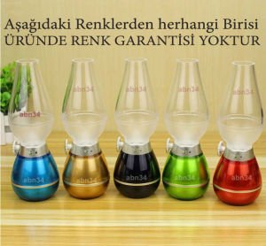 Retro Şarjlı Gece Lambası Işık Seviyesi Ayarlı Led Lamba Üflemeyle Yanıp Sönen Nostaljik İdare Lamba