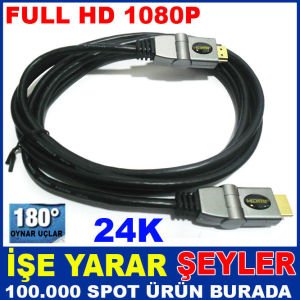 YENİ HD 1080P 24K ALTIN UÇLU 2.5 M HDMI KABLO