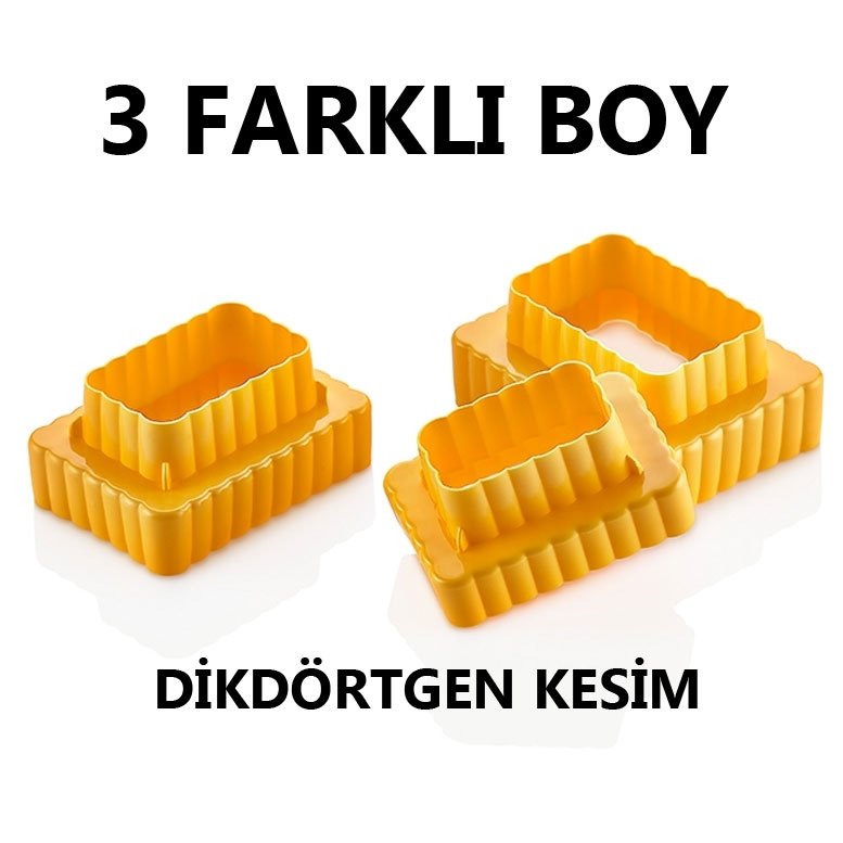3LÜ SET İÇ İÇE GEÇEBİLEN DİKDÖRTGEN KURABİYE KESİM KALIBI
