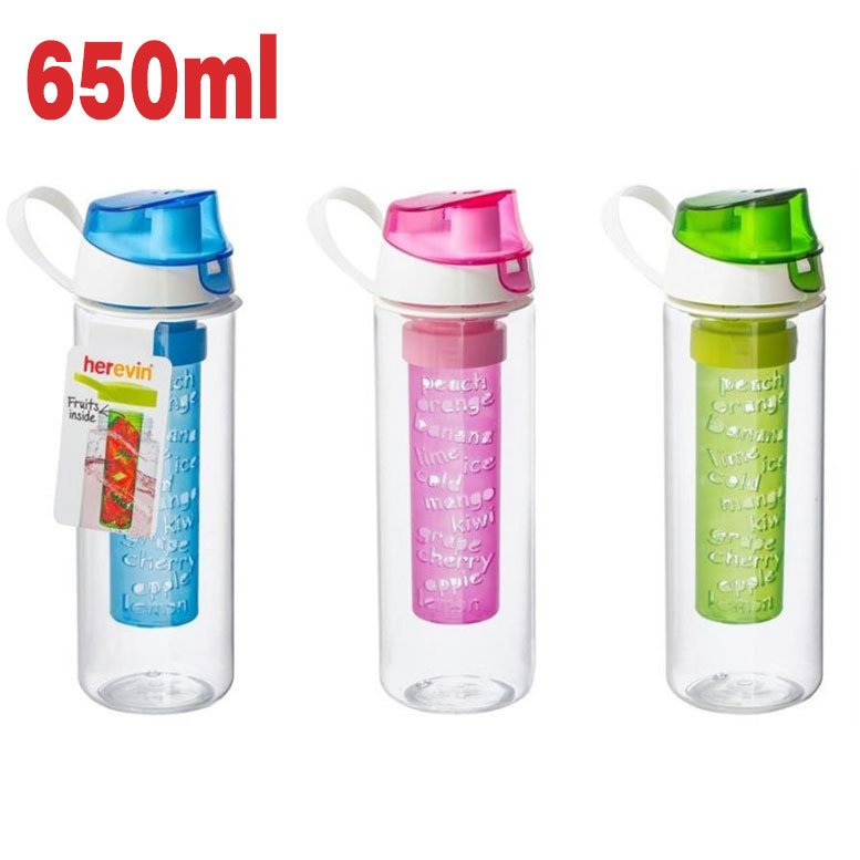 Herevin 650ml Şeffaf Cam Suluk Taşımak İçin Askı Aparatlı Demlikli Kırılmaz Gövde Matara