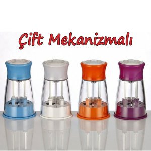 Çift Mekanizmalı Baharat,Tuz Karabiber Öğütücü Organik Cam Seramik Desenli Öğütücü Değirmen