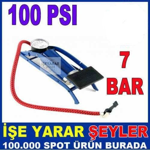 ARABA,BİSİKLET,MOTORSİKLET TEKERLEĞİ ŞİŞİRİCİ ÇOK AMAÇLI 100 PSI LASTİK ŞİŞİRME AYAK POMPASI