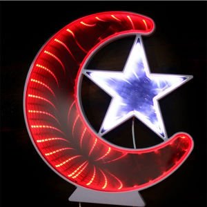 Üç Boyutlu 3D Sonsuz Led Türk Bayrağı Ay Yıldız Pano Dekoratif Duvarda ve Masada Kullanılabilir-2