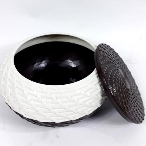 Çok Amaçlı Banyo Ve Mutfak Kutusu Hasır Desenli Kapaklı Sabunluk Ve Havluluk