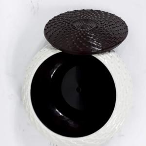 Çok Amaçlı Banyo Ve Mutfak Kutusu Hasır Desenli Kapaklı Sabunluk Ve Havluluk