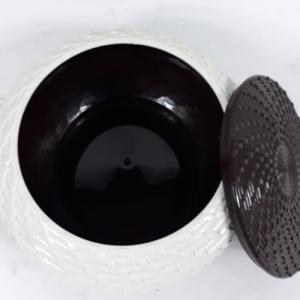 Çok Amaçlı Banyo Ve Mutfak Kutusu Hasır Desenli Kapaklı Sabunluk Ve Havluluk