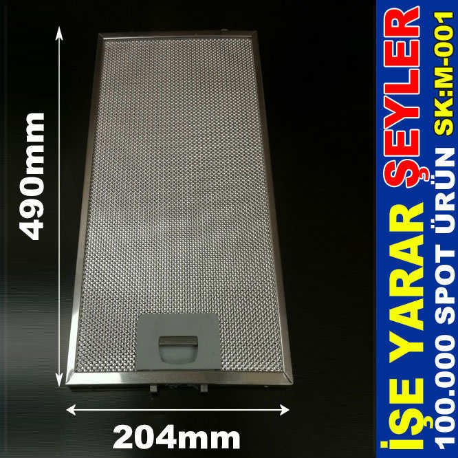 204x490mm ANKASTRE ASPİRATÖR ALÜMİNYUM FİLTRE