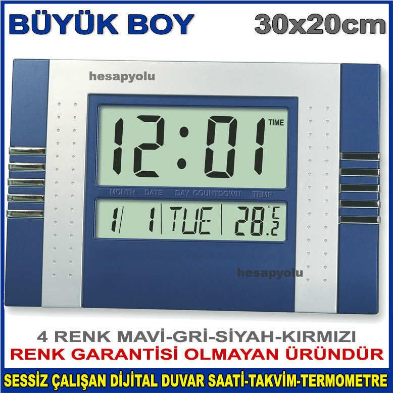 Büyük rakamlı,Büyük boy Dijital duvar saati KK5850 termometre,alarm LCD ekran dijital takvim 30x20cm