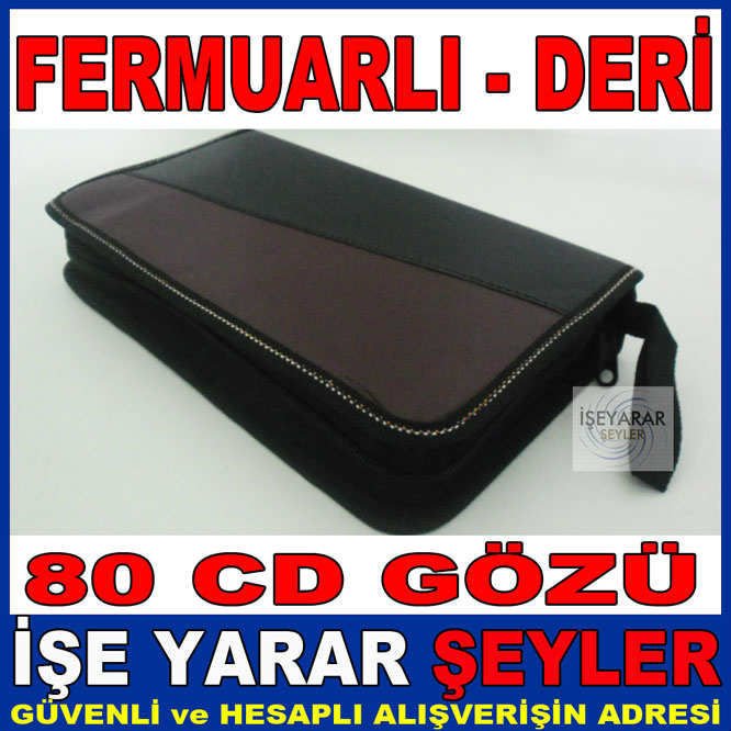 DERİ CD/DVD ÇANTASI FERMUARLI 80 CD GÖZÜ