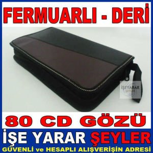 DERİ CD/DVD ÇANTASI FERMUARLI 80 CD GÖZÜ