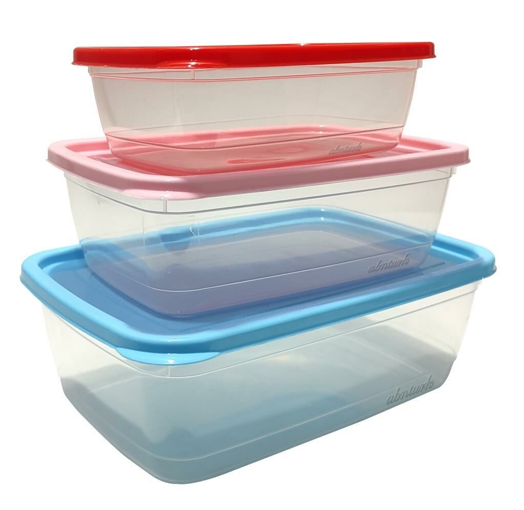 3lü Set Renkli Vakum Kapak Kırılmaz Saklama Kapları 1.25L-760ml-430ml Difriz ve Mikrodalgaya Uyumlu