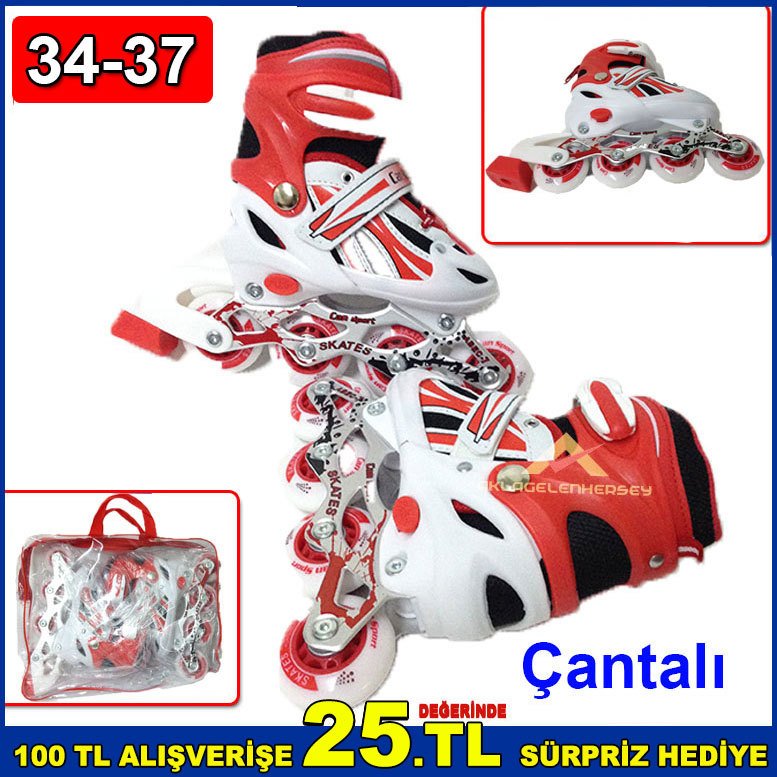 Tekerlekleri Ayarlanabilir Paten Seti M Beden 34-37 Numara Yeni Başlayanlar İçin Kaliteli Paten