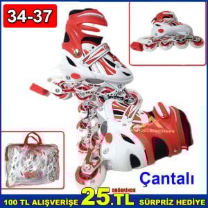Tekerlekleri Ayarlanabilir Paten Seti M Beden 34-37 Numara Yeni Başlayanlar İçin Kaliteli Paten