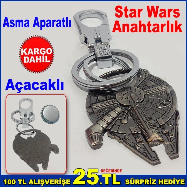 STAR WARS MİLLENİUM FALCON ŞİŞE KAPAK AÇACAKLI METAL ANAHTARLIK