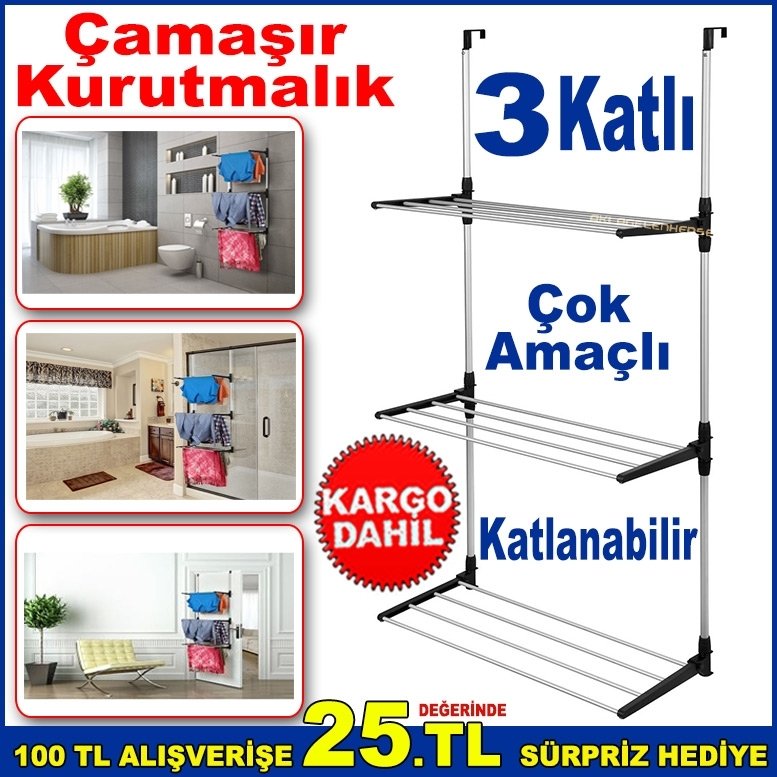 Biricik Çok Amaçlı 3 Katlı Çamaşır Kurutmalık 15kg Kapasiteli