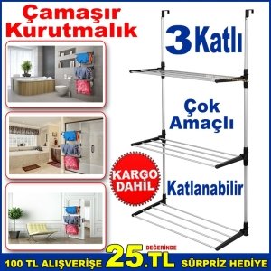 Biricik Çok Amaçlı 3 Katlı Çamaşır Kurutmalık 15kg Kapasiteli