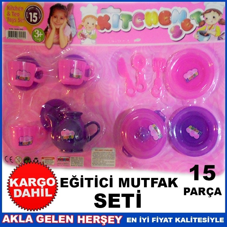 Kargo Dahil 15 PARÇA RENKLİ EĞİTİCİ KIZ OYUNCAK MUTFAK SETİ