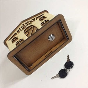 Nostaljik Ev Model Tip Kutusu Ahşap Kumbara Kilitli 2 Anahtarlı Tip Box,Bahşiş Kutusu