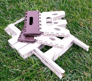 3 Parça Katlanır Piknik Oturma Grubu,2 Gri Tabure+Beyaz Sehpalı Set-Oto Bagaj Tipi Masa Sandalye Set