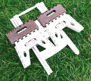 3 Parça Katlanır Piknik Oturma Grubu,2 Gri Tabure+Beyaz Sehpalı Set-Oto Bagaj Tipi Masa Sandalye Set