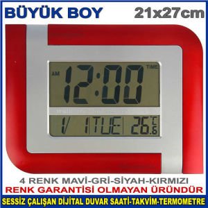 Büyük boy büyük rakamlı Dijital duvar saati KK5887 termometre,alarm LCD ekran dijital takvim 27x23cm