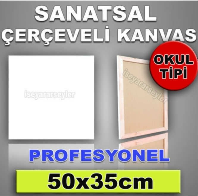 50x35cm BOŞ RESSAM TUALİ AHŞAP ÇERÇEVELİ HAZIR RESİM TUVALİ