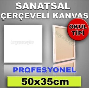 50x35cm BOŞ RESSAM TUALİ AHŞAP ÇERÇEVELİ HAZIR RESİM TUVALİ