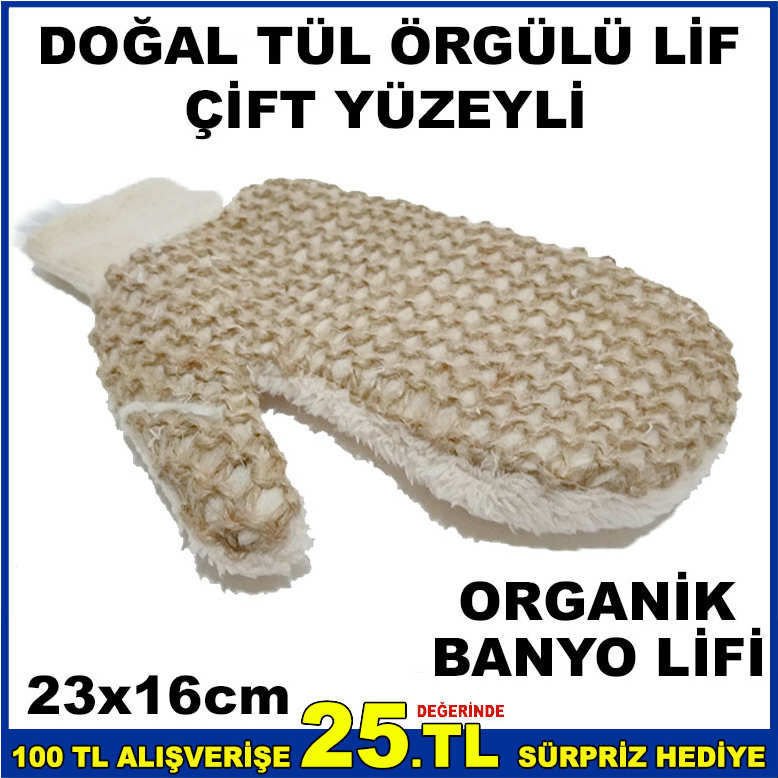 ELE TAKILAN ÇİFT YÜZEYLİ ORGANİK BANYO LİFİ