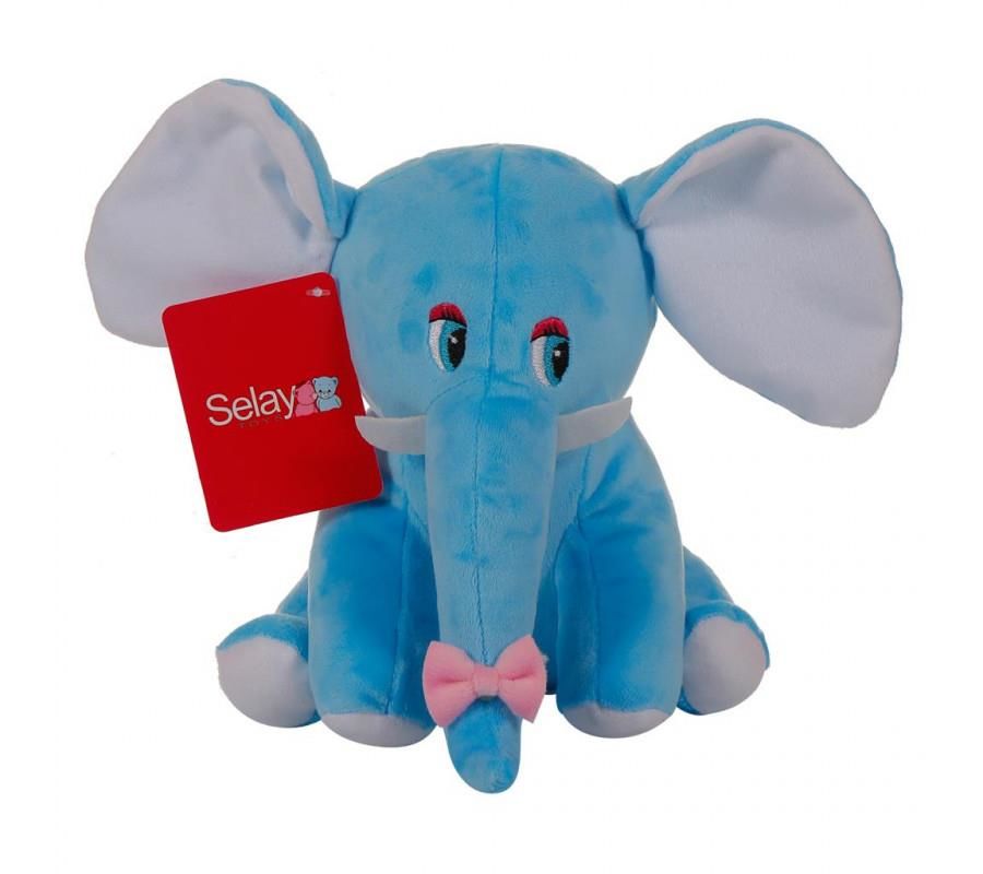 Sevimli Pelüş Oyuncak Oturan Mavi Fil 20x17 CM