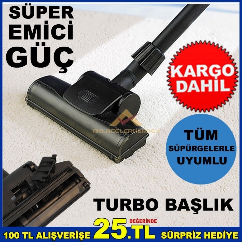 TÜM SÜPÜRGELERE UYGUN UNIVERSAL ALT FIRÇALI TURBO SÜPÜRGE BAŞLIĞI