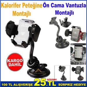 Araç İçi Çok Fonksiyonlu Telefon GPS Tutucu Tüm Modellere Uygun 360º Döner Genişlik Ayarlanabilir -2