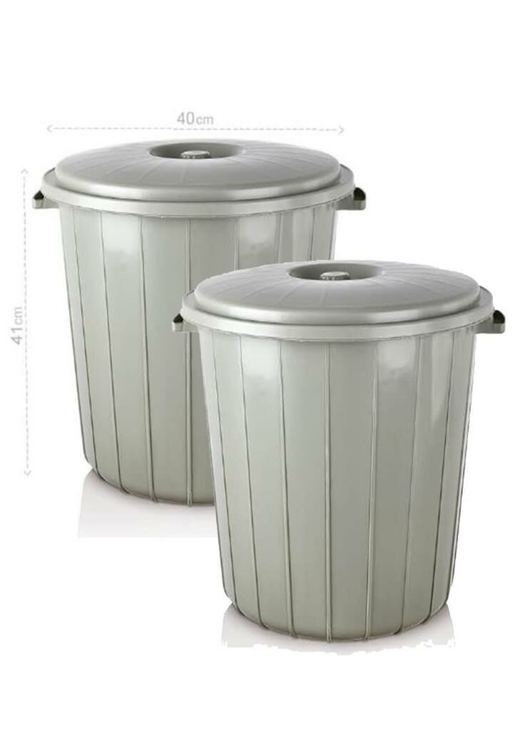 2 adet 35 Litre Kapaklı Yuvarlak Çöp Kovası Sağlam Kaliteli Çöp Kutusu Ø40 h41 Su Erzak Kovası