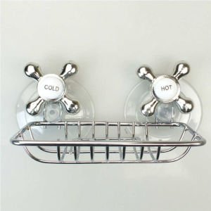 Paslanmaz Çelik Üzeri Krom Kaplama Retro Modeli Vantuzlu Sabun Rafı - Vakumlu Sabunluk - Süngerlik