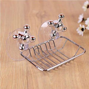 Paslanmaz Çelik Üzeri Krom Kaplama Retro Modeli Vantuzlu Sabun Rafı - Vakumlu Sabunluk - Süngerlik