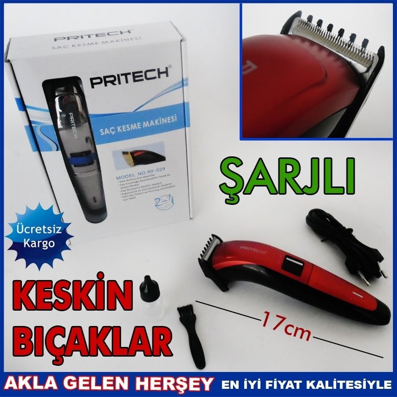 Ücretsiz Kargo PRİTECH 2in1 ŞARJLI SAÇ SAKAL KESME TRAŞ MAKİNESİ