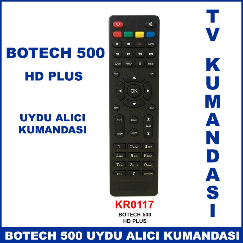 Botech 500 Hd Plus Uydu Cihaz Kumandası KK0117  - Uydu Alıcı Kumandası