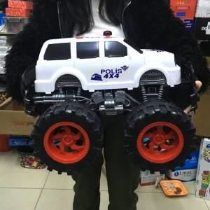 Büyük Dev Tekerli Oyuncak 4x4 Jumbo Polis Jipi 36x42 cm Off Road Oyuncak Araba