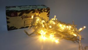 10 m. 100 Ledli Disca led Şeffaf Kablolu Gün Işığı Sarı Renk Pilli Peri Led Işık 10 metre