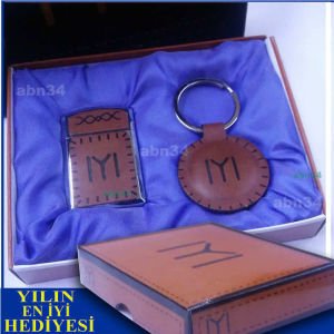 Kayı IYI boyuna özel deri işlemeli çelik çakmak, anahtarlık seti,özel kutulu diriliş hatırası -2