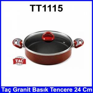 Taç TT1115 Granit Basık Tencere 24 Cm Cam Kapaklı Şık Tasarım