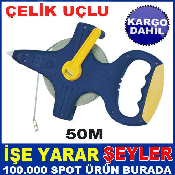 ÇELİK UÇLU DAYANIKLI 50mt ŞERİT ARAZİ METRESİ KD