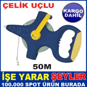 ÇELİK UÇLU DAYANIKLI 50mt ŞERİT ARAZİ METRESİ KD